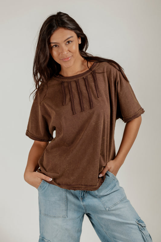 Chocolate Drift Dolman Tee (T240006  Chocolate)