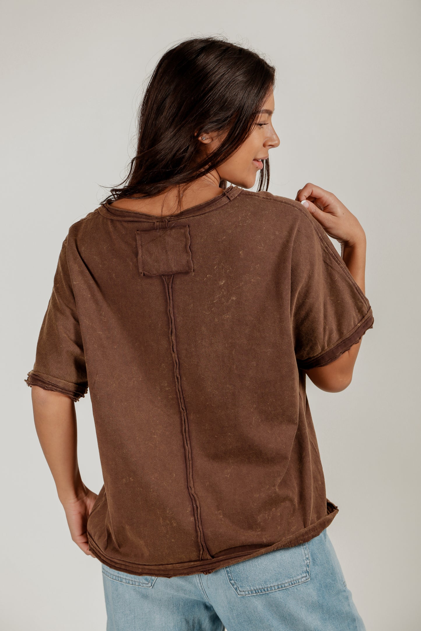Chocolate Drift Dolman Tee (T240006  Chocolate)