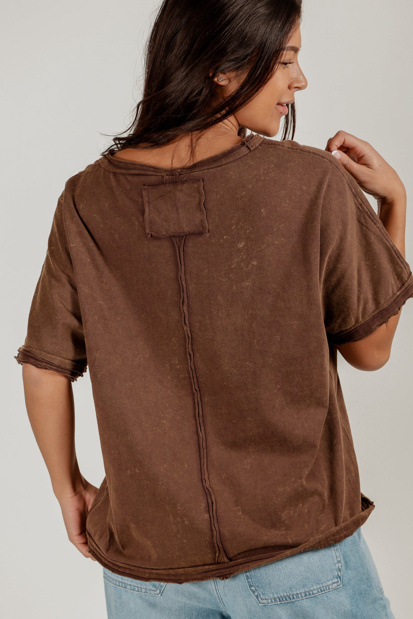 Black Mineral Washed Drift Dolman Tee