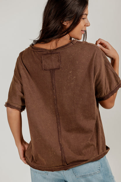 Black Mineral Washed Drift Dolman Tee