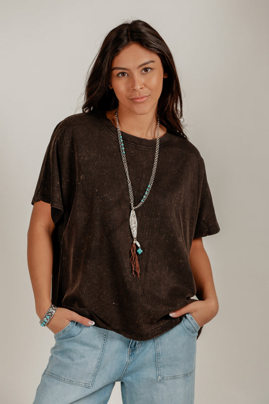 Velvet Night Dolman Tee (T240006  Mineral Washed Black)