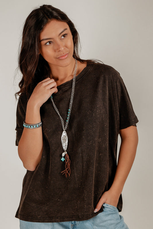 Velvet Night Dolman Tee (Wholesale)(T240006 BLACK)