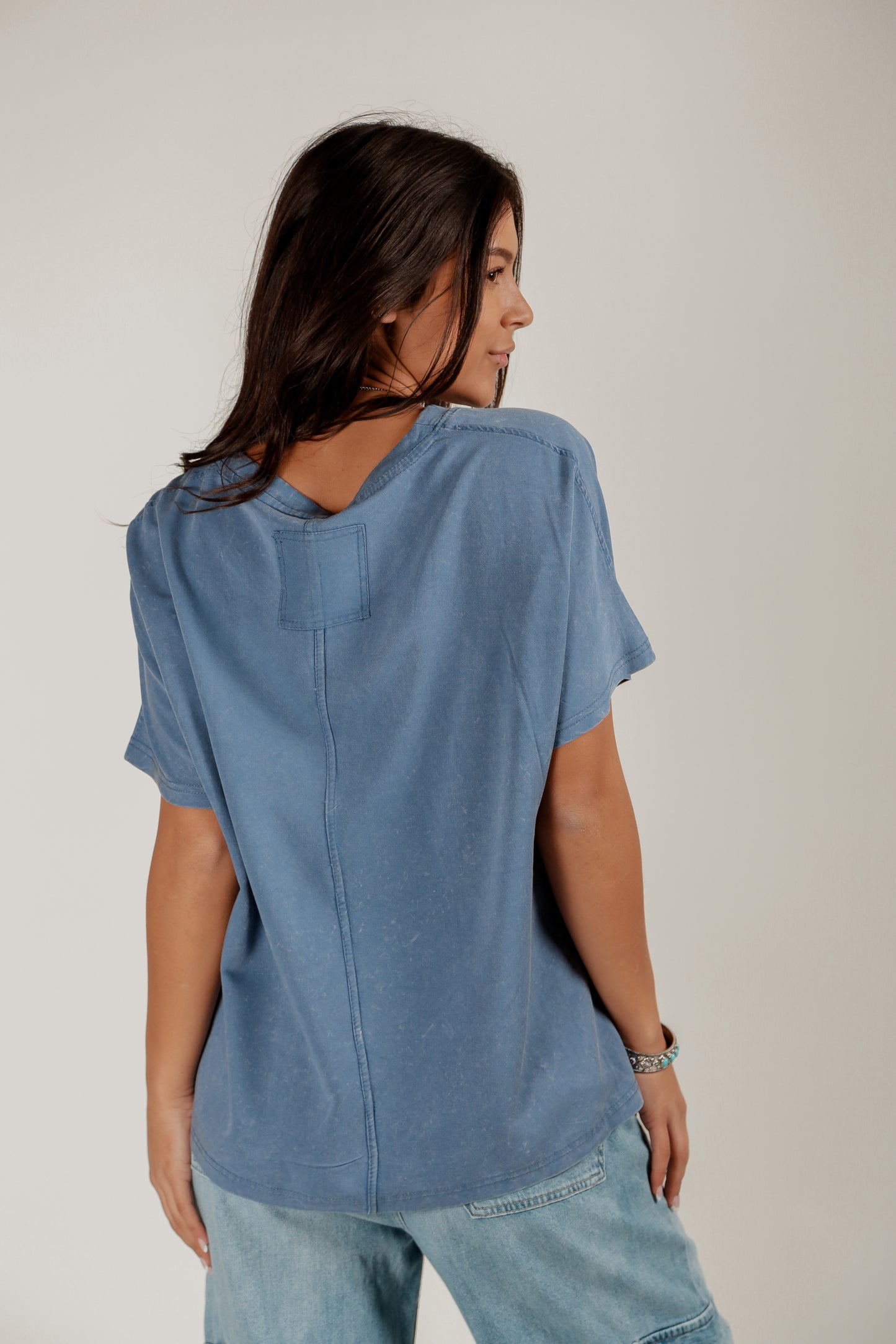 Navy Drift Dolman Tee (T240006 Mineral Washed Blue)