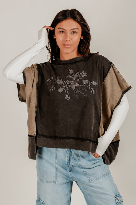 Charcoal Rose Tee (Wholesale)(SKU# T240009 CHARCOAL)