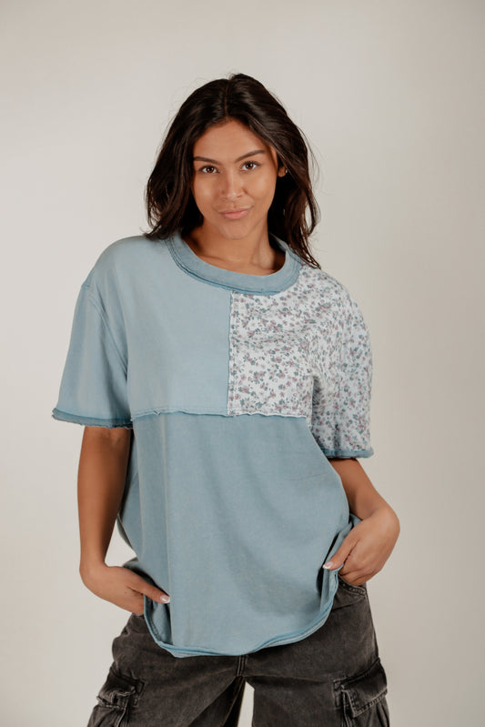 Meadow Breeze Tee (SKU#T240012 - Blue Floral Patched)