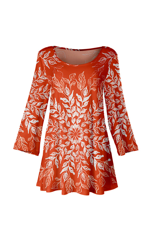 Bold Print Tunic-Coral White