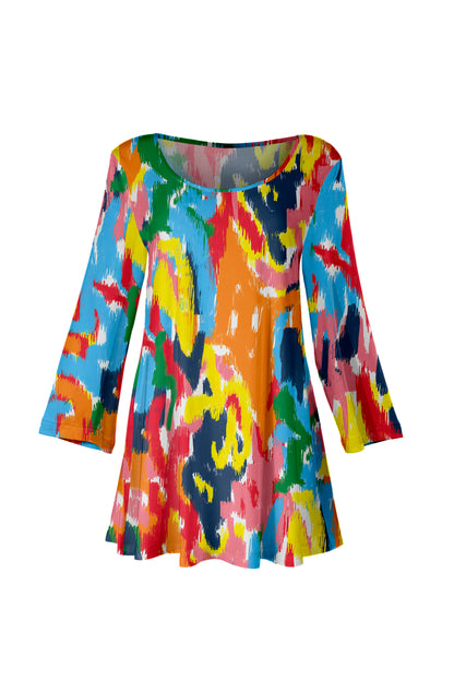 Bold Print Tunic-Yellow White Multi