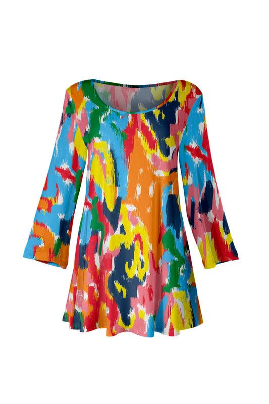 Bold Print Tunic-Yellow Blue Multi