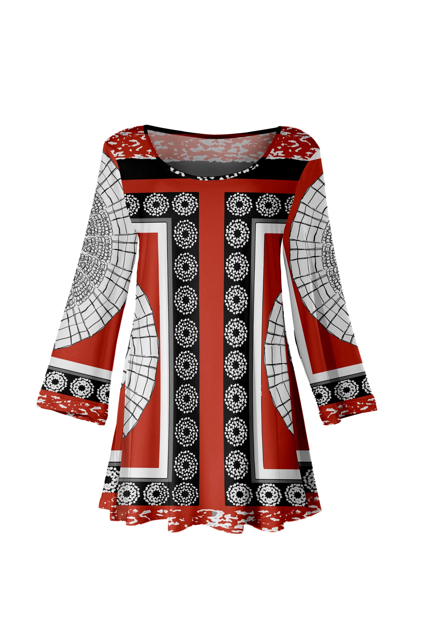 Bold Print Tunic-Yellow White Multi