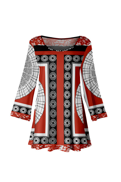 Bold Print Tunic-Yellow White Multi