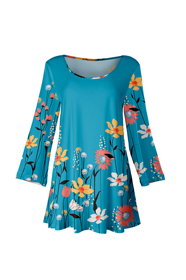 Bold Print Tunic-Yellow White Multi