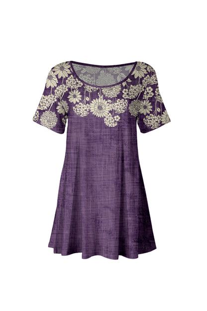 Short SleevesTunic with beautiful prints-Black Gold Floral