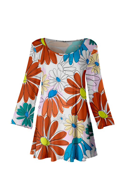 Bold Print Tunic-Orange Blue