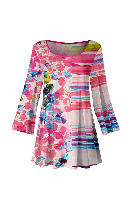 Bold Print Tunic-Pink White