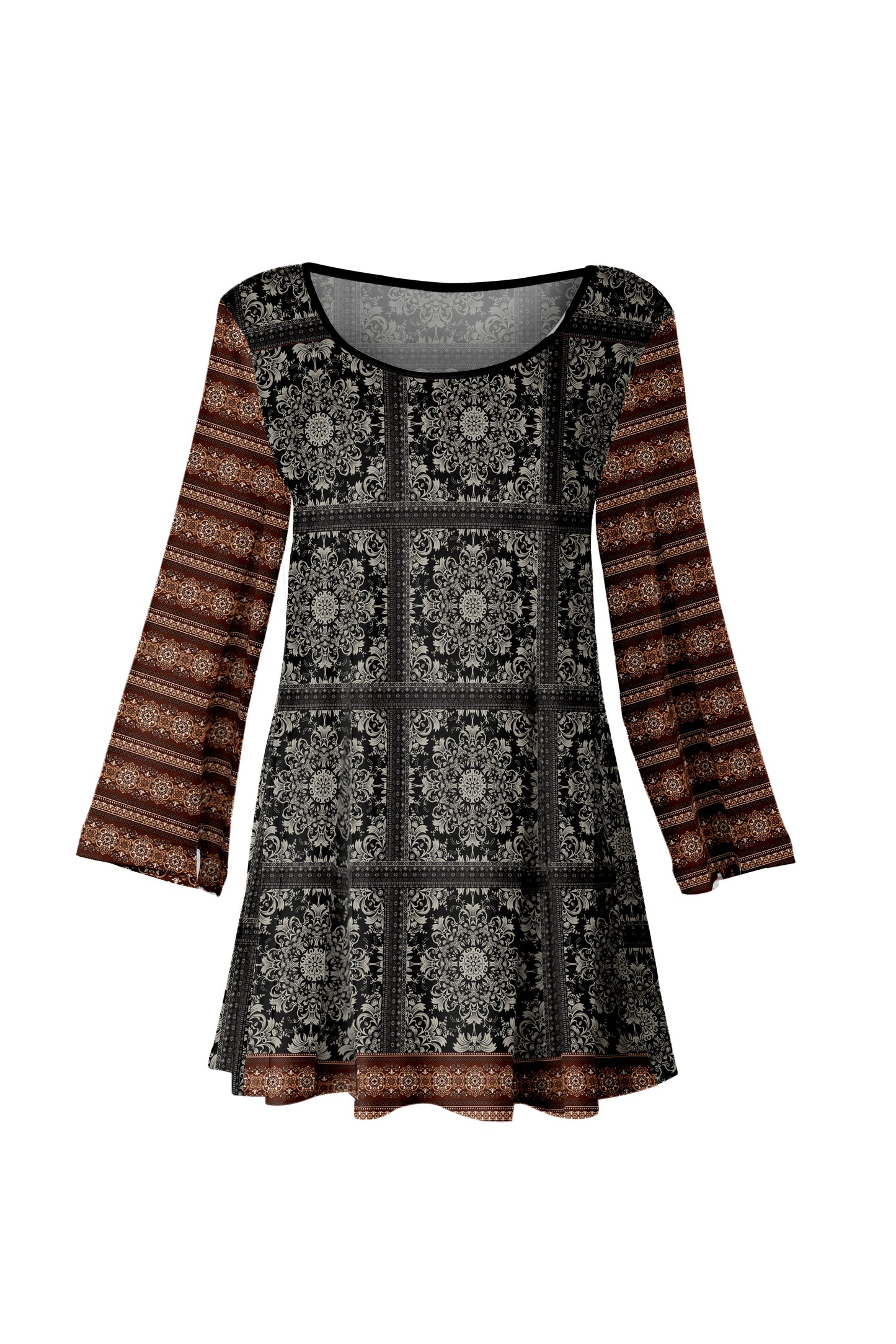 Bold Prints Tunic-Brown White