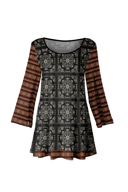 Bold Prints Tunic-Brown White