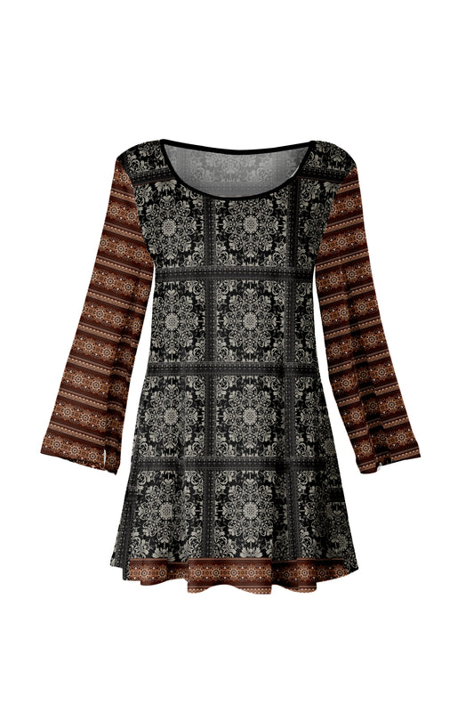 Bold Prints Tunic-Black Multi Boho