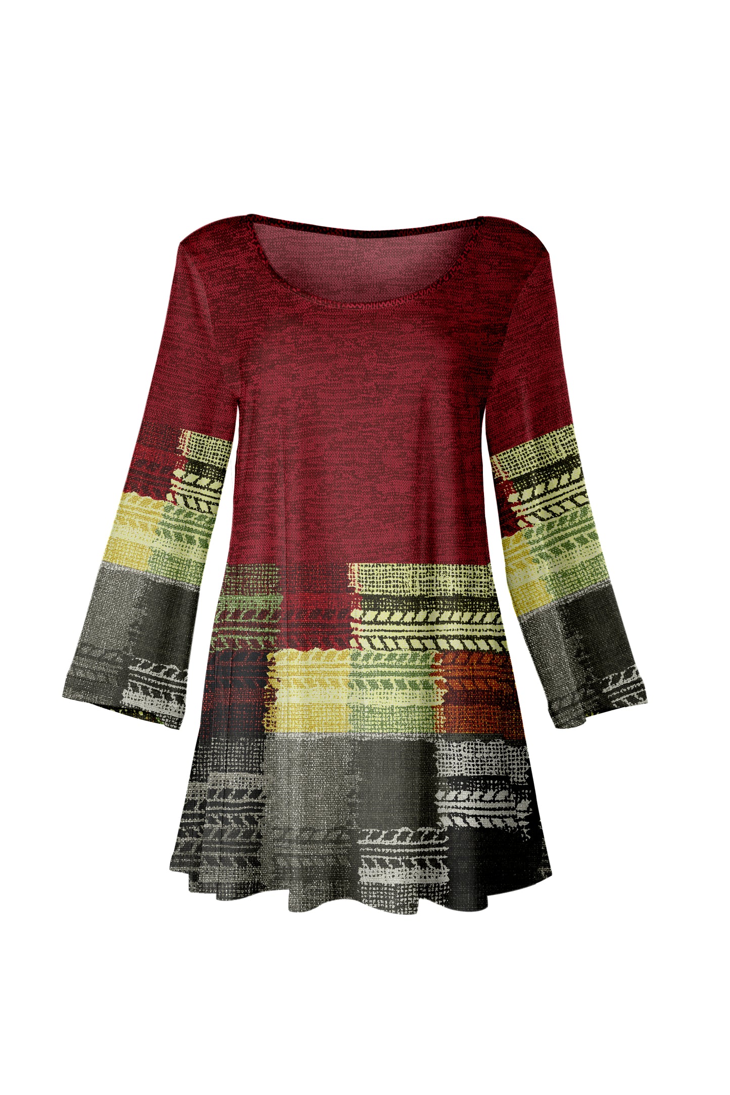 Bold Prints Tunic-Black Red Boho