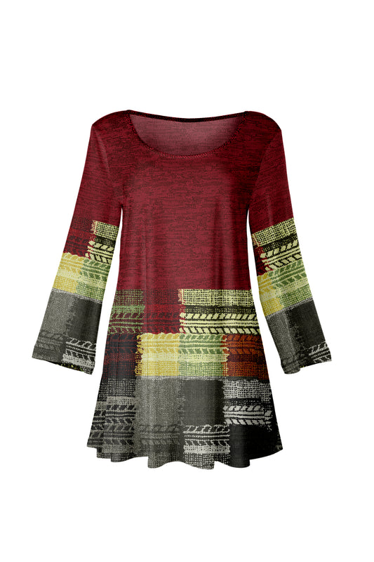 Bold Prints Tunic-Burgendy Red