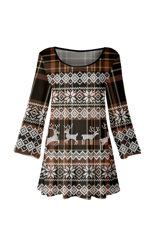 Bold Prints Tunic-Brown White
